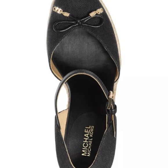 NWT Michael Kors Nori Platform Espadrille Wedge Sandals 7 MSRP $135 Black - Picture 2 of 9